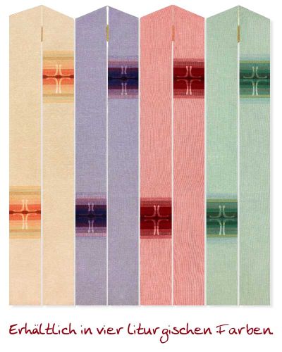 Stola beige, Gobeline Kreuze eingewebt 140 cm