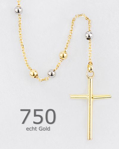 Rosenkranz Kette Gold 750, Perlen 1,5 mm Ø, 18ct.