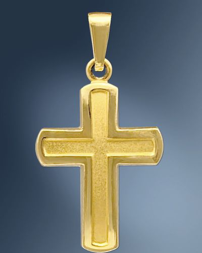 Kreuz Anhänger innen matt 11 mm x 14 mm 8ct Gold 333