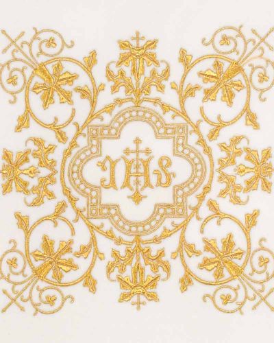 Segensvelum 300 x 50 cm weiß, IHS - gold gestickt