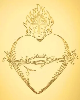 KelchpateneMessing vergoldet 15 cm Ø - Herz Jesu Gravur