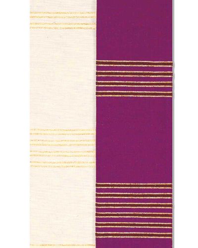 Wendestola weiß & violett 160 cm Handwebstoff