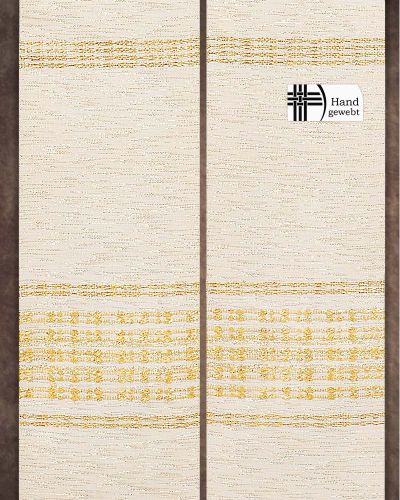Preview: Priesterstola Beige, Handwebstoff, Streifeneinwebe