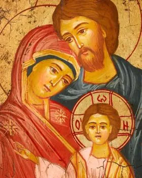 Ikone Heilige Familie handgemalt 14 x 18 cm