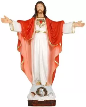 Herz Jesu Figur 30 cm hoch Resin handkoloriert