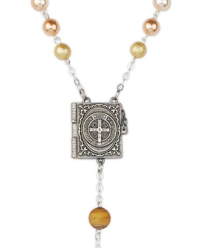 Rosenkranz St. Benedigt Bohemia Perlen 8 mm  Ø mit Buch