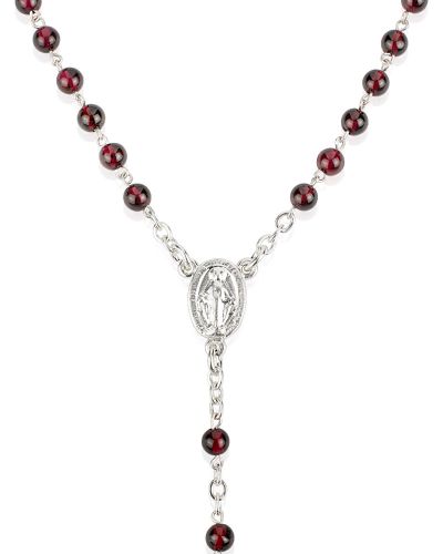 Rosenkranz Granat 4 mm Ø 925 Sterling Silber gekettelt