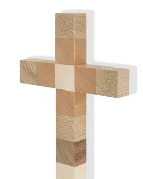 Wandkreuz 12 Apostel aus Holzwürfel 36 x 20 cm