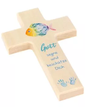 Kinderkreuz aus Holz "Gott segne und beschütze Dich"