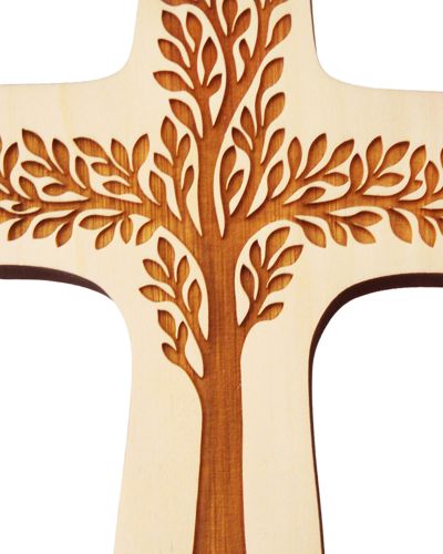 Preview: Wandkreuz aus Zirbenholz "Lebensbaum" 14 x 21 cm