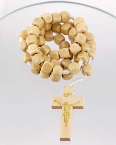 Preview: 10 Rosenkränze mit hellen Holzperlen 8 mm Ø