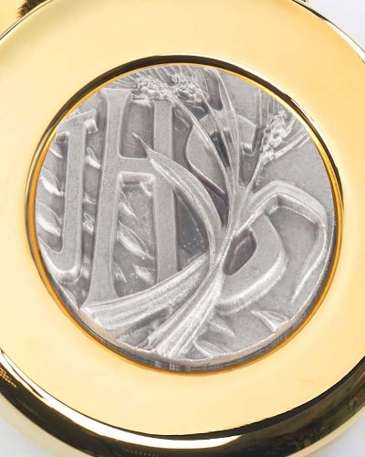 Preview: Hostiendose IHS Gravur, Ähren 4 cm hoch, 8 cm Ø