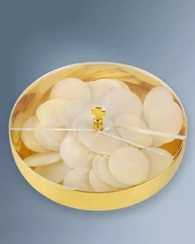 Ziborium vergoldet 14 cm Ø Plexiglas Segment Deckel