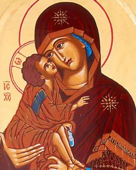 Ikone byzantinisch 42x19 cm Madonna mit Jesukind