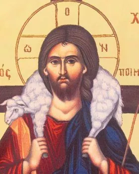 Ikone Christus der gute Hirte 15 x 11 cm Golddruck