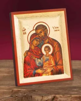 Ikone Heilige Familie Siebdruck 6,5 x 8 cm mit Aufsteller