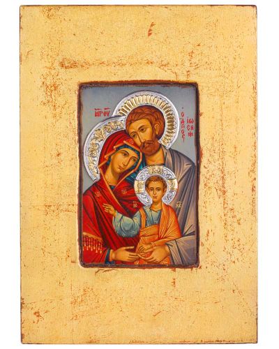Preview: Ikone "Hl. Familie", 18 x 26 cm Siebdruck mit Silberoklad