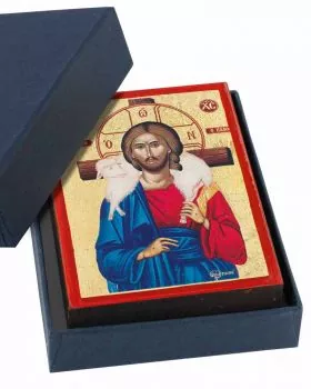 Ikone Der gute Hirte Siebdruck, 7 x 10 cm