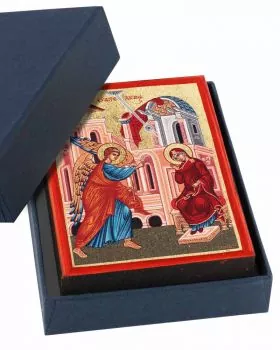 Ikone Maria Verkündigung Holztafel 7x10 cm Siebdruck