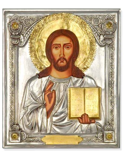 Ikone Pantokrator 31 x 27 cm  Metalloklad