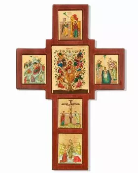 Ikonenkreuz 34 x 23 cm Siebdruck Leben Jesu