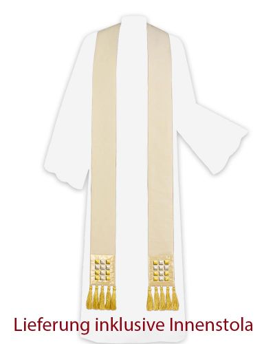 Preview: Kasel gold mit Mittelstab und Innenstola 135 cm