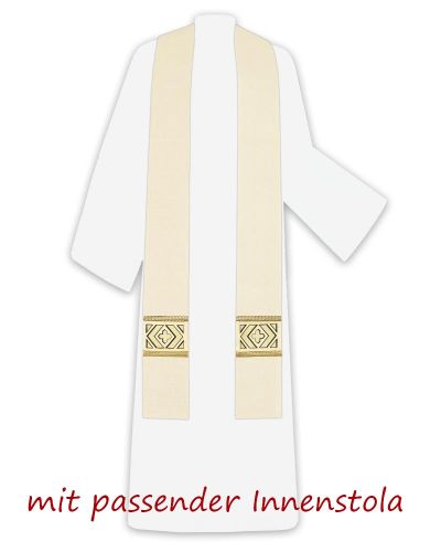 Preview: Kasel weiß mit Kragen, 125 cm lang, 154 cm breit