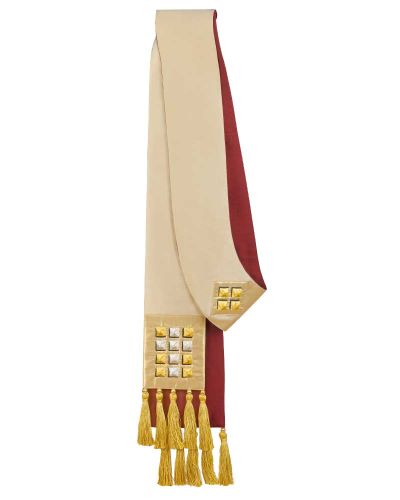 Kasel gold mit Mittelstab und Innenstola 135 cm
