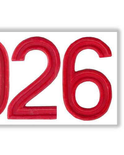 Preview: Jahreszahl 2026 Wachs rot für Osterkerze, 3,5 cm hoch