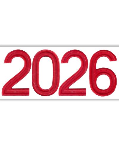 Jahreszahl 2026 Wachs rot für Osterkerze, 3,5 cm hoch