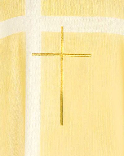 Kasel weiß mit gestickten Goldkreuz und Rundkragen
