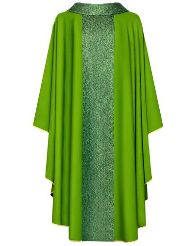 Preview: Kasel grün 132x170 cm mit Rundkragen mit Mittelstab