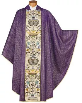 Kasel klassik mit Innenstola 130 cm violett mit Lurex