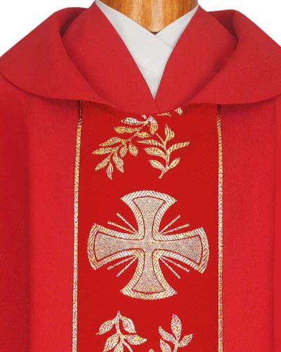 Nikolaus - Kasel & Stola rot Kreuzsymbol & Olivenzweig