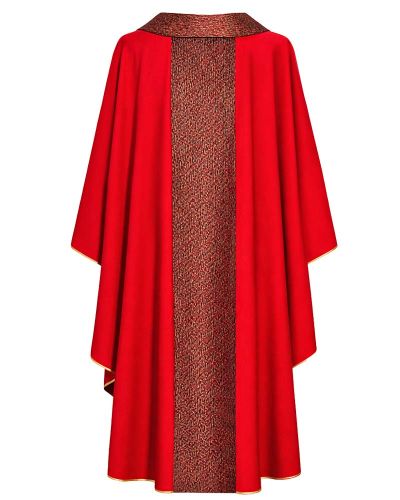 Preview: Kasel rot mit Rundkragen 132 x 170 cm mit Mittelstab