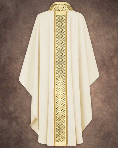 Preview: Kasel weiß mit Kragen, 125 cm lang, 154 cm breit