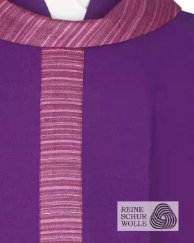 Kasel violett 100% Wolle mit Kragen und Mitteltab