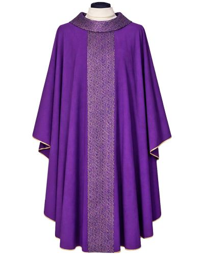 Kasel violett 132x170 cm mit Rundkragen mit Mittelstab