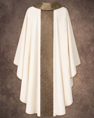 Preview: Kasel weiß mit Rundkragen 132 x 170 cm mit Mittelstab