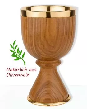 Kelch aus Olivenholz mit Einsatzcuppa 17 cm hoch