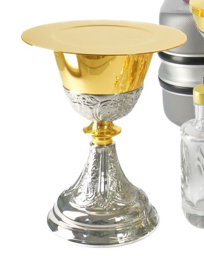 Preview: Messkoffer mit Kelch, Hostiendose, Ziborium, Kreuz