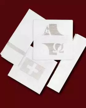 Kelchgarnitur 4-teilig Leinen weiß Stickerei beige A + O