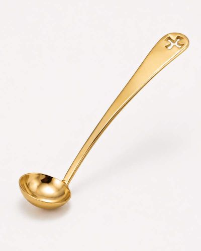 Kelchlöffel Messing vergoldet 11 cm mit Durchbruch