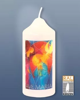 Tischkerze 120 x 50 mm, "Ave Maria" farbig bedruckt