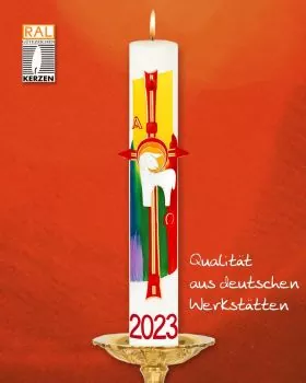 Osterkerze 600 x 80 mm Osterlamm Handarbeit
