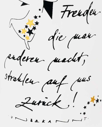 Poesie-Kerze 140 x 70 mm Spruch "Freude..." bemalt