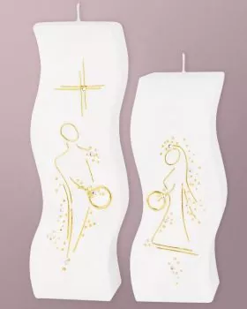 Hochzeitskerzen als Pärchen Braut & Bräutigam gold