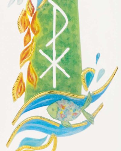 Preview: Osterkerze 225 x 70 mm "Schöpfung" Handarbeit