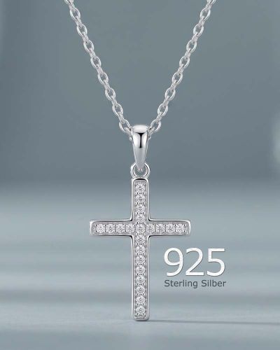 Preview: Kreuzanhänger 10 x 15 mm 925 Sterling Silber mit Zirkonia