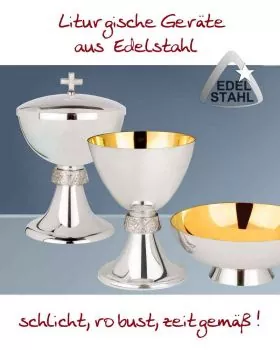 Ziborium Edelstahl innen vergoldet, 18 cm hoch